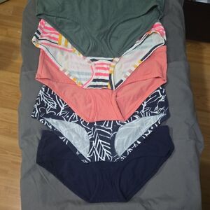 5-Pack Women's Aerie Bikini Briefs - Mixed Green, Coral, Navy & Pattern